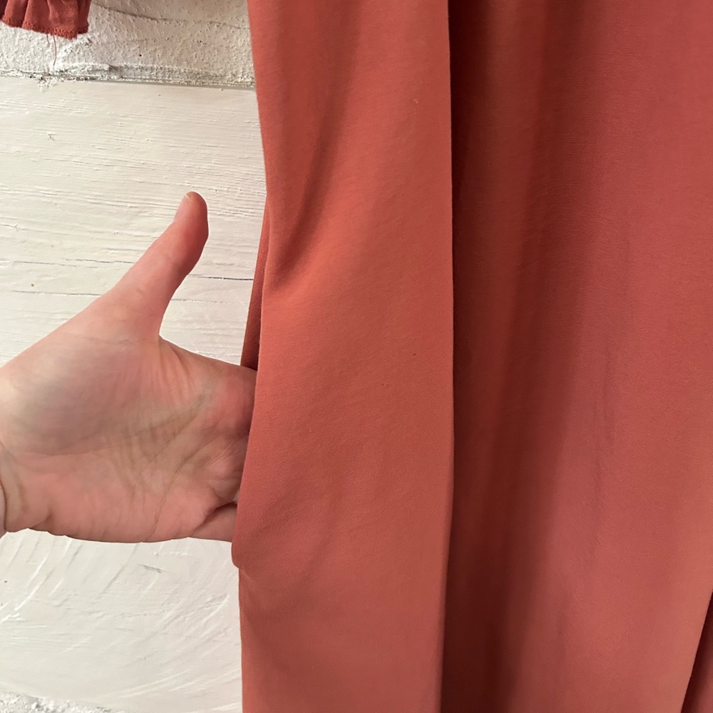 Kirundo Smocked Puff-Sleeve Maxi Dress • Rust Terracotta • Size Small - Picture 6 of 9